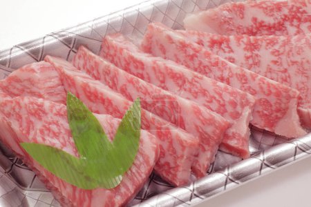 raw Japanese beef  (Sendai beef) on background