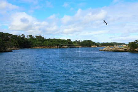 beautiful scenery of sea and rocky shore. Matsushima islands in Miyagi Prefecture, Japan