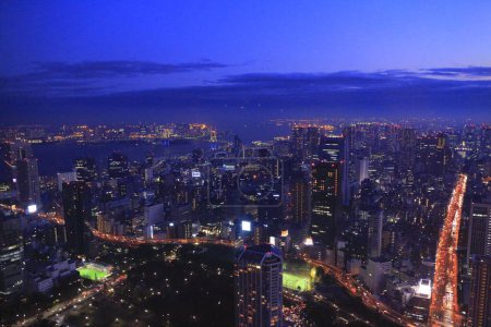 Téléchargez les photos : Tokyo vue sur le paysage urbain d'en haut au Japon la nuit - en image libre de droit