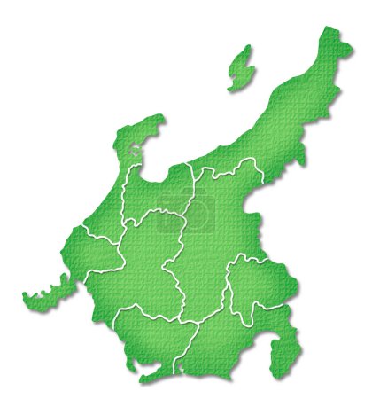 Téléchargez les photos : Carte de la région de Chubu, Japon, isolé sur fond blanc - en image libre de droit