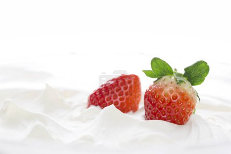 Photo for Yogurt with strawberries isolated on white background - Royalty Free Image
