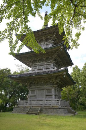 Téléchargez les photos : Plan panoramique du magnifique sanctuaire japonais antique le jour ensoleillé - en image libre de droit