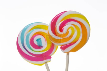 Photo for Close-up view of colorful lollipops on white background - Royalty Free Image