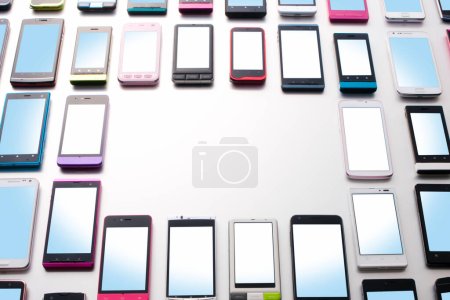 Photo for Group of modern cell phones, close-up view. technology concept - Royalty Free Image