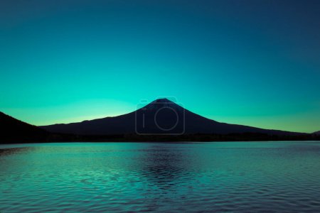 Photo for Beautiful sunset over Fuji mountain and lake in Japan - Royalty Free Image