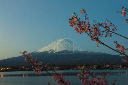 Photo for Cherry blossom time in Japan with a view of fuji mount - Royalty Free Image