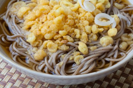 Photo for Tempura soba noodles, Japanese food, close up view - Royalty Free Image