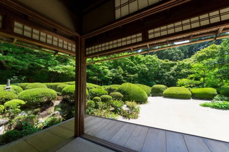 Photo for Wooden architecture in japanese green garden - Royalty Free Image