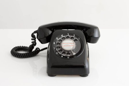 Photo for Retro style vintage telephone receiver on white background with clipping path - Royalty Free Image