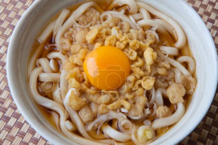 Photo for Tanuki Soba noodles with egg, Japanese food, close up view - Royalty Free Image