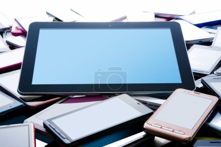 Photo for Close-up view of modern digital devices on white background - Royalty Free Image