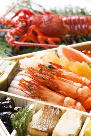 Téléchargez les photos : Gros plan de délicieux aliments, divers types de fruits de mer gastronomiques - en image libre de droit