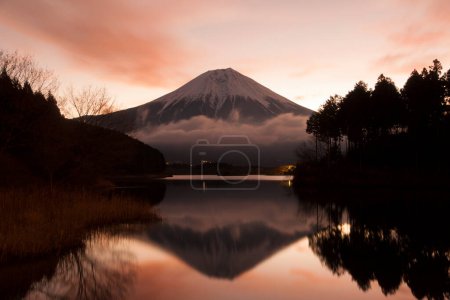 Photo for Beautiful landscape of mountain Fuji with reflection in Yamanashi lake in Japan - Royalty Free Image