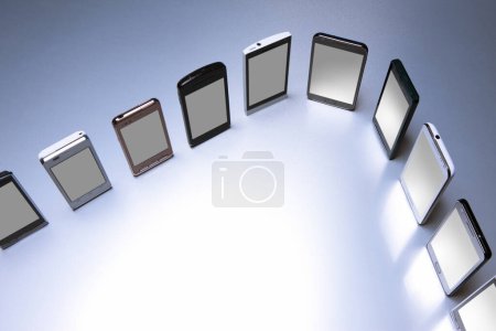 Photo for Close-up view of different modern smartphones, studio shot - Royalty Free Image