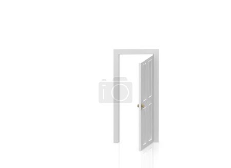 Foto de 3d representación de la puerta blanca aislada sobre fondo blanco - Imagen libre de derechos