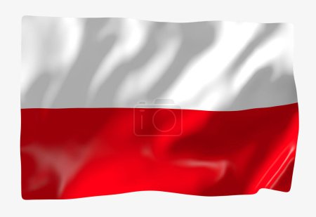 Téléchargez les photos : Modèle de drapeau Pologne. Drapeau ondulé horizontal, isolé en arrière-plan - en image libre de droit