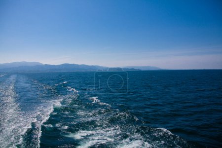 Photo for Beautiful blue sea water surface and waves natural background - Royalty Free Image