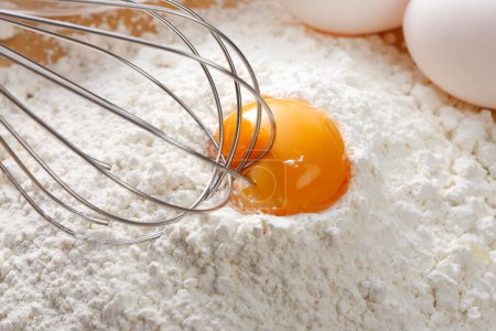 Photo for Baking ingredients and cooking eggs - Royalty Free Image