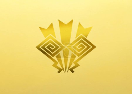 Foto de Logotipo tradicional de la cresta familiar japonesa ilustración de color dorado - Imagen libre de derechos