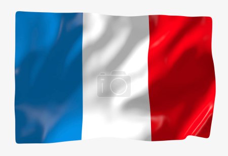 Téléchargez les photos : Modèle de drapeau France. Drapeau ondulé horizontal, isolé en arrière-plan - en image libre de droit