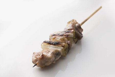 Photo for Skewer of meat with onion, close up view - Royalty Free Image