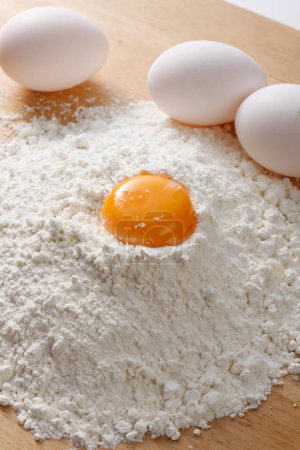Photo for Baking background, flour and eggs for baking - Royalty Free Image