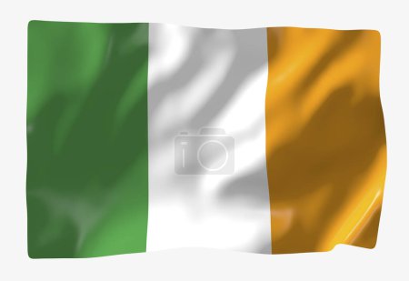 Téléchargez les photos : Modèle de drapeau irlandais. Drapeau ondulé horizontal, isolé en arrière-plan - en image libre de droit