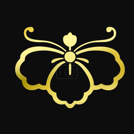 Photo for Golden floral logo. Gold emblem of plant on black background - Royalty Free Image