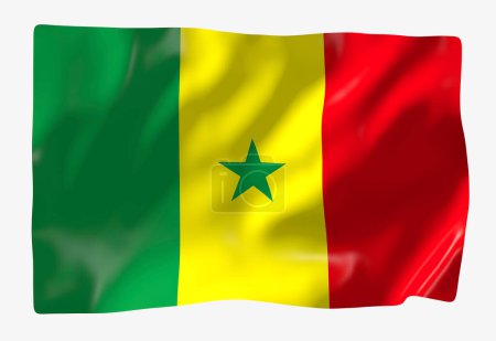 Foto de Plantilla bandera Senegal. Bandera ondulante horizontal, aislada sobre fondo - Imagen libre de derechos