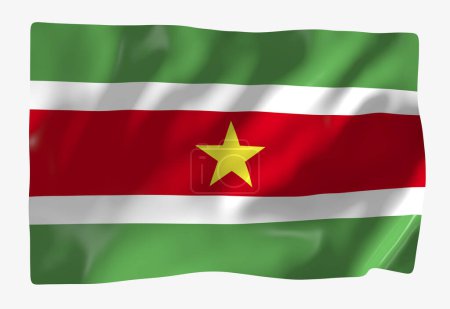 Téléchargez les photos : Modèle de drapeau Suriname. Drapeau ondulé horizontal, isolé en arrière-plan - en image libre de droit