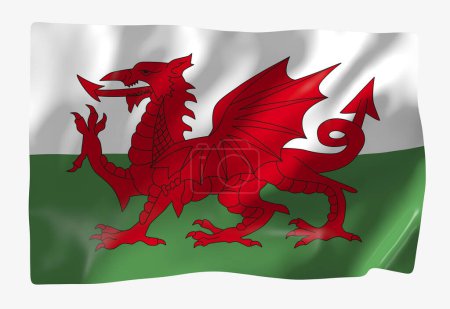 Foto de Plantilla bandera de Gales. Bandera ondulante horizontal, aislada sobre fondo - Imagen libre de derechos