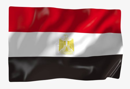 Foto de Plantilla bandera de Egipto. Bandera ondulante horizontal, aislada sobre fondo - Imagen libre de derechos