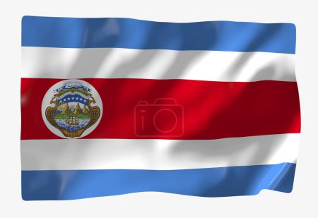 Téléchargez les photos : Modèle de drapeau du Costa Rica. Drapeau ondulé horizontal, isolé en arrière-plan - en image libre de droit