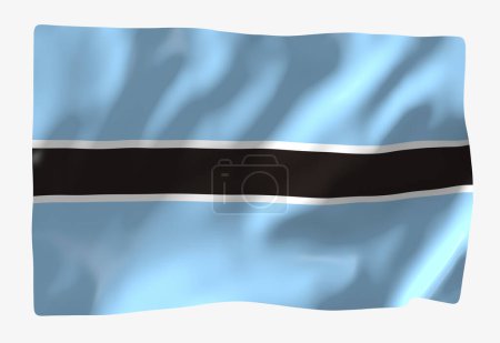 Téléchargez les photos : Modèle de drapeau du Botswana. Drapeau ondulé horizontal, isolé en arrière-plan - en image libre de droit