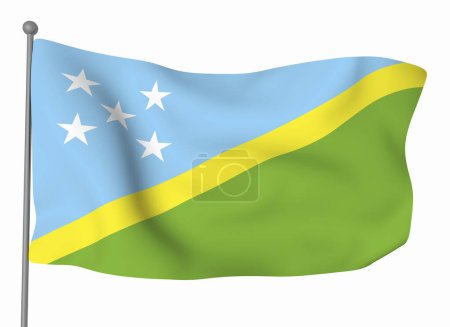 Soloman Islands flag template. Horizontal waving flag, isolated on background