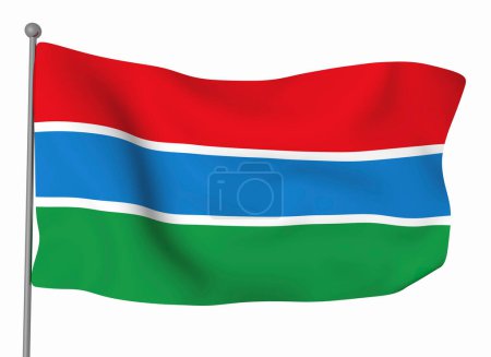 Photo for Gambia flag template. Horizontal waving flag, isolated on background - Royalty Free Image