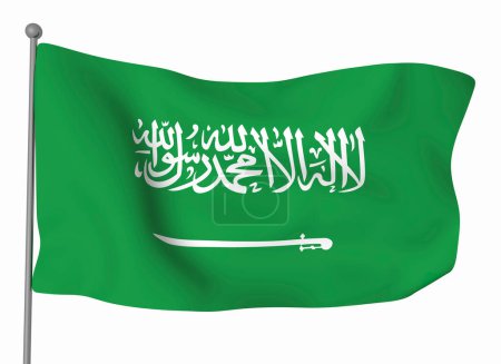 Téléchargez les photos : Modèle de drapeau Arabie saoudite. Drapeau ondulé horizontal, isolé en arrière-plan - en image libre de droit