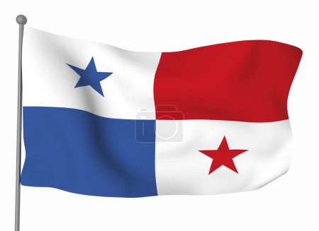 Foto de Plantilla bandera de Panamá. Bandera ondulante horizontal, aislada sobre fondo - Imagen libre de derechos