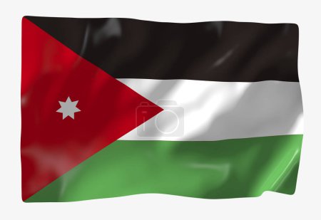 Téléchargez les photos : Modèle de drapeau Jordanie. Drapeau ondulé horizontal, isolé en arrière-plan - en image libre de droit