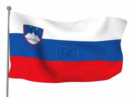 Téléchargez les photos : Modèle de drapeau Slovénie. Drapeau ondulé horizontal, isolé en arrière-plan - en image libre de droit