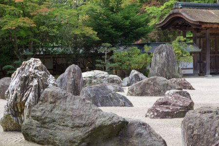 beautiful view of Banryu-tei Japanese Rock Garden. Located in Koyasan sanctuary, at Kongobu-ji, Wakayama, Japan