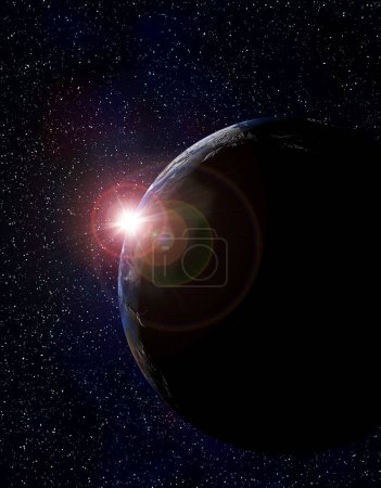 Foto de Vista nocturna del planeta Tierra en el espacio - Imagen libre de derechos