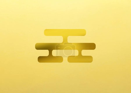Téléchargez les photos : Traditionnel japonais famille emblème logo illustration de couleur dorée - en image libre de droit