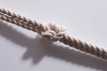 Téléchargez les photos : Gros plan de corde blanche avec noeud isolé - en image libre de droit