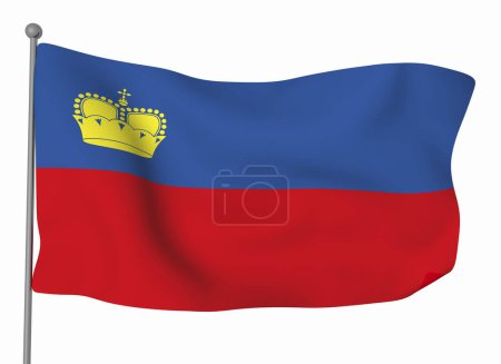 Photo for Liechtenstein flag template. Horizontal waving flag, isolated on background - Royalty Free Image