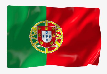Téléchargez les photos : Modèle de drapeau Portugal. Drapeau ondulé horizontal, isolé en arrière-plan - en image libre de droit