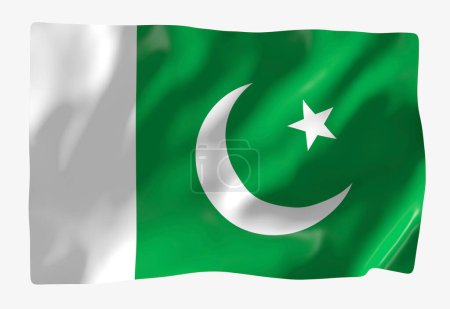 Téléchargez les photos : Modèle de drapeau du Pakistan. Drapeau ondulé horizontal, isolé en arrière-plan - en image libre de droit