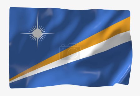 Téléchargez les photos : Modèle de drapeau des Îles Marshall. Drapeau ondulé horizontal, isolé en arrière-plan - en image libre de droit