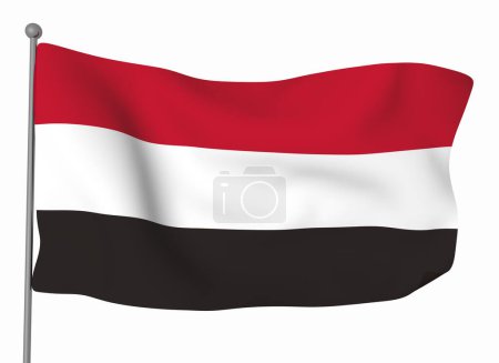 Téléchargez les photos : Modèle de drapeau du Yémen. Drapeau ondulé horizontal, isolé en arrière-plan - en image libre de droit