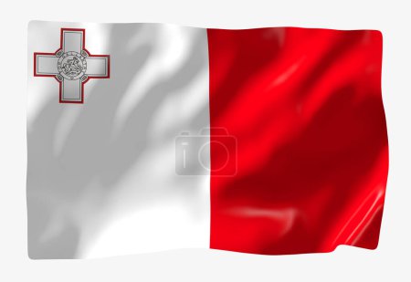Foto de Plantilla bandera Malta. Bandera ondulante horizontal, aislada sobre fondo - Imagen libre de derechos